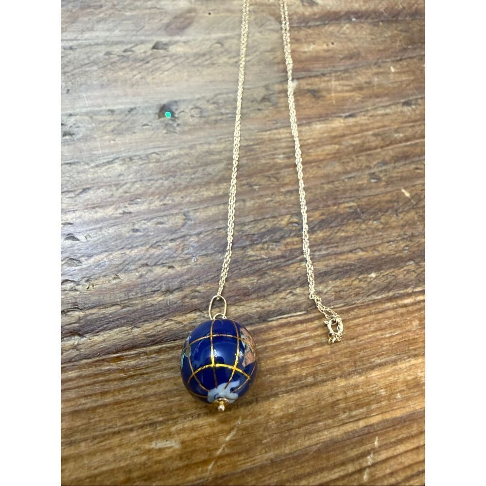 Multi Gemstone 14K Yellow Gold Globe Pendant Charm with 14k chain